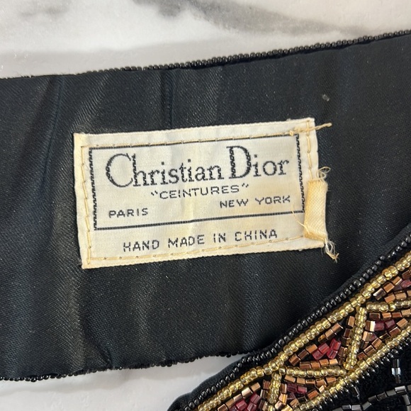 Vintage Christian‎ Dior Ceintures Wide Beaded Beaded Designer Belt Small Medium - Picture 7 of 10